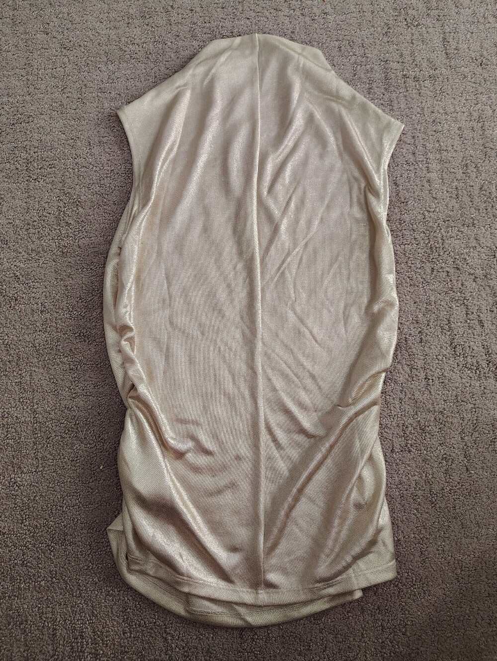 Rebecca Minkoff Shimmery Gold Mock Neck Top With Ruching - Picture 8 of 11